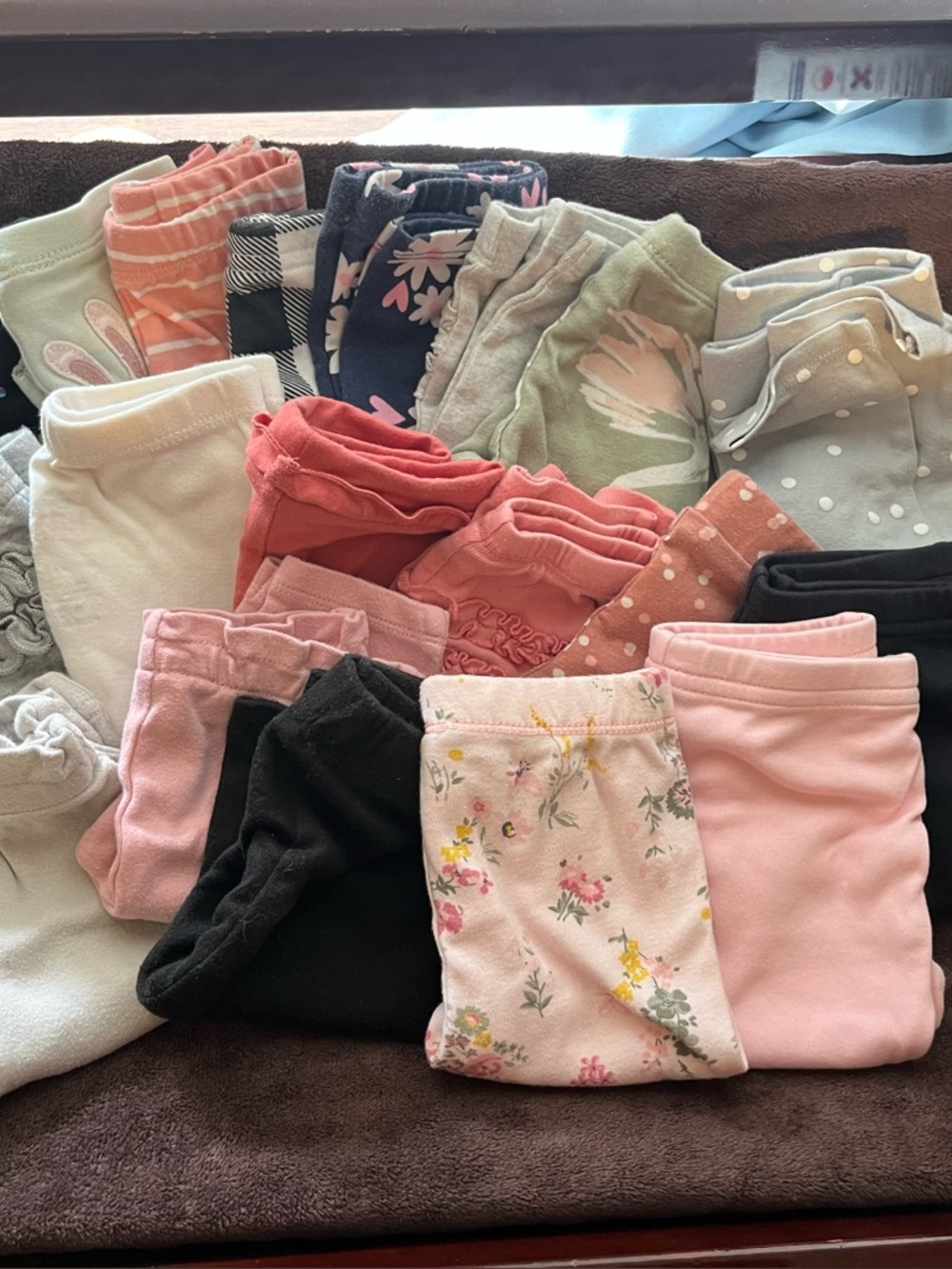 Girls' Pink Floral & Solid Leggings Pack 20 pairs